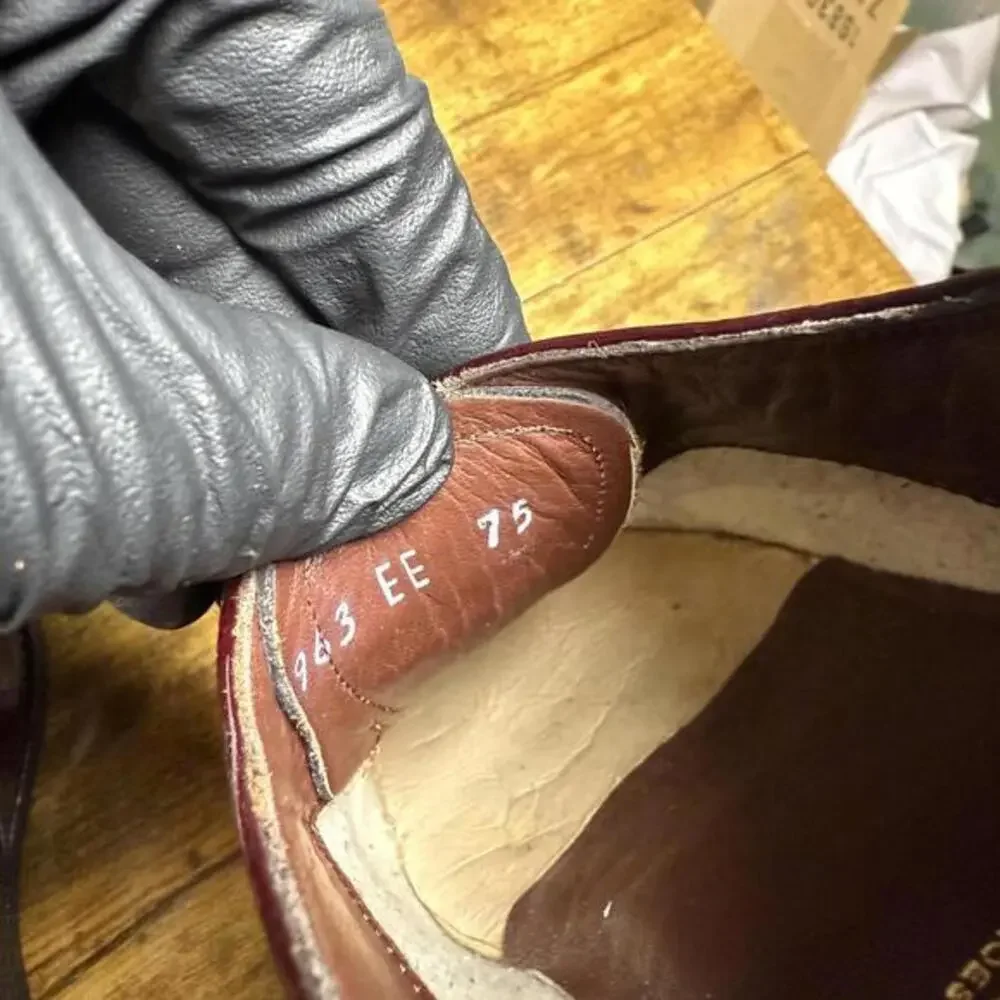 Stacy Baldwin 963 Burgundy Crocodile‎ Embossed Leather Wingtip Oxfords 7.5 EE